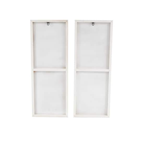 32" x 12" White Wood Geometric Wall Art Set with Black Accents